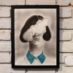 تابلو نقاشی پرتره دختر با زغال  | JCHK-16351