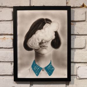 تابلو نقاشی پرتره دختر با زغال  | JCHK-16351