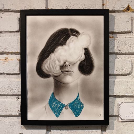 تابلو نقاشی پرتره دختر با زغال  | JCHK-16351