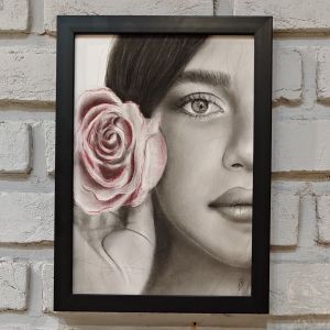 تابلو نقاشی دختر با ذغال | JCHK-16352