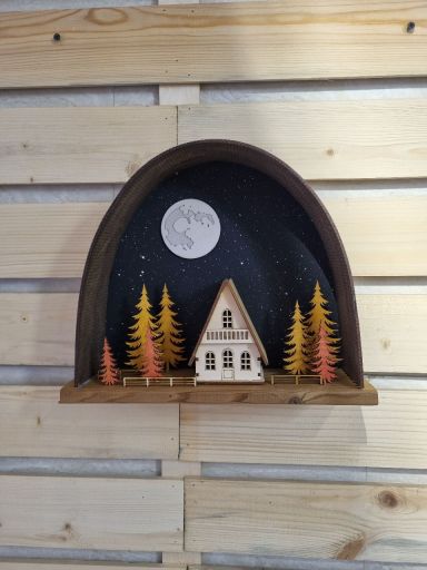 تابلو دکوراتیو چوبی طبیعت سوییسی | JCHK-16414