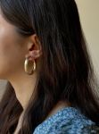 گوشواره حلقه ای طلایی مات | JCHK-16458