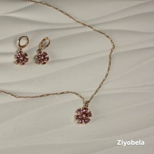 ست گردنبند و گوشواره گل | JCHK-16464