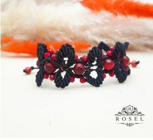 دستبند مکرومه طرح برگ | JCHK-5649