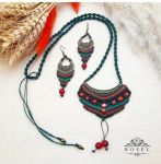 نیم ست گردنبند و گوشواره مکرومه رزلکرافت | JCHK-5655