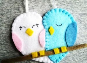 آویز نمدی طرح گنجیشک عاشق | JCHK-2562