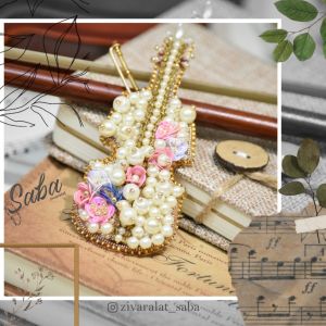 سنجاق سینه ویولن جواهر دوزی | JCHK-3057