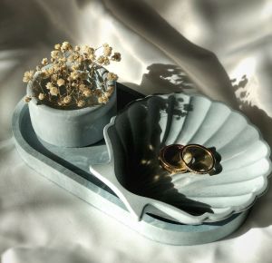 ست دکوراتیو سینی و صدف و ظرف گرد | JCHK-6327