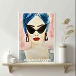 نقاشی با ابرنگ با طرح زیبا زن | JCHK-3354