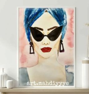 نقاشی با ابرنگ با طرح زیبا زن | JCHK-3354