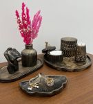 ست کامل دکوراتیو منزل پتینه مشکی طلایی | JCHK-6613